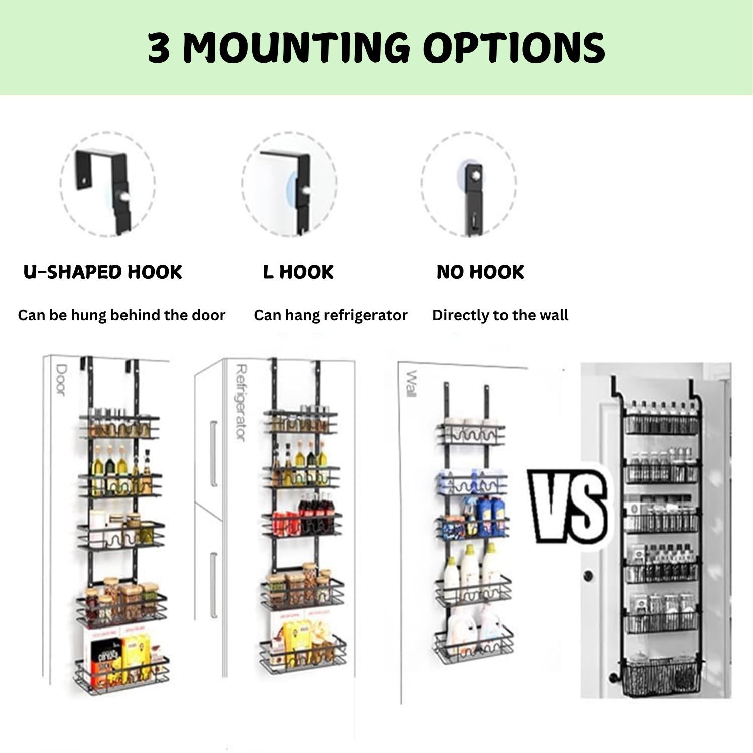 4 Tier Adjustable Baskets Over Door Pantry Organiser for Home Kitchen view 4