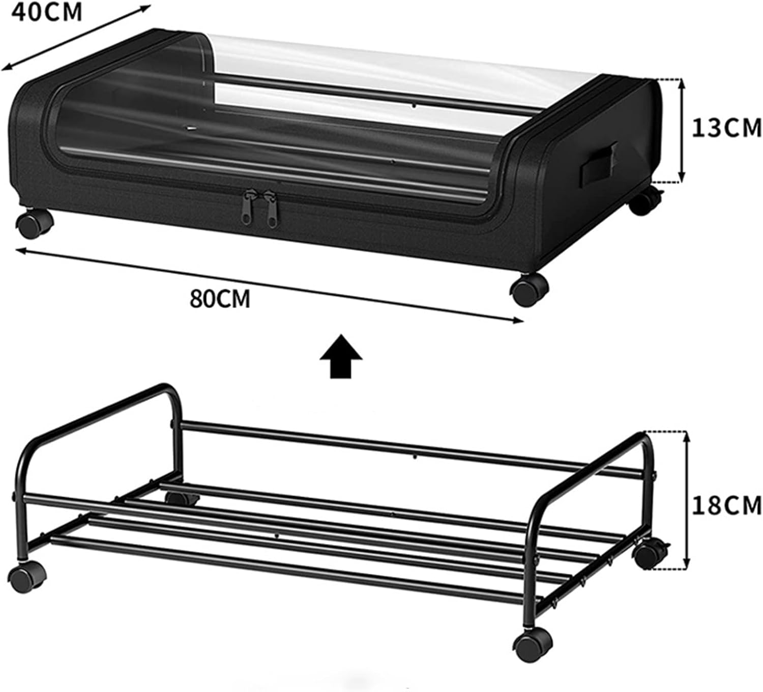 Set 2 Pcs XXL Under Bed Rolling Storage Containers with 50L Large Capacity and view 9