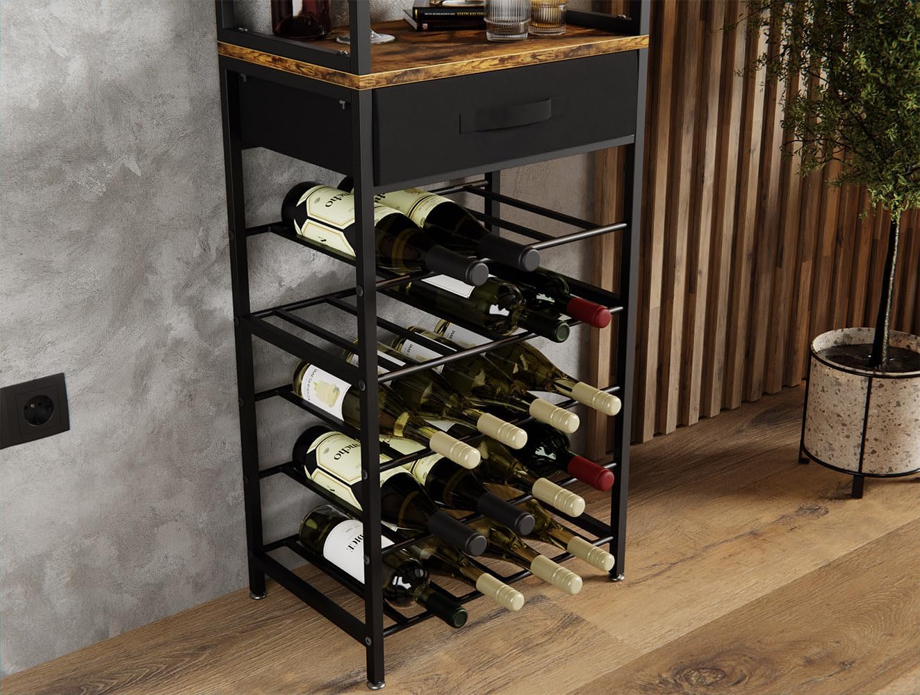 CARLA HOME Freestanding Wine Rack for 20 Bottles with Wood Countertop and view 2