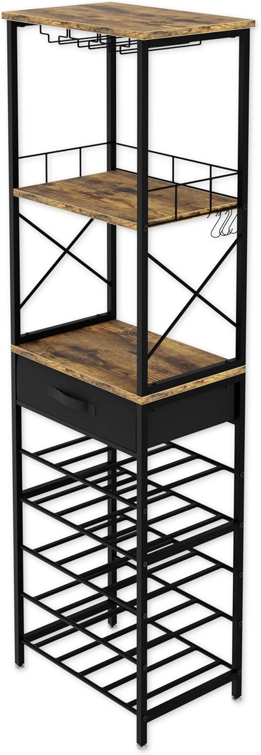CARLA HOME Freestanding Wine Rack for 20 Bottles with Wood Countertop and view 4