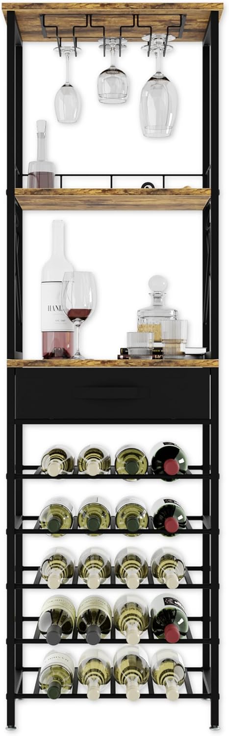 CARLA HOME Freestanding Wine Rack for 20 Bottles with Wood Countertop and view 5