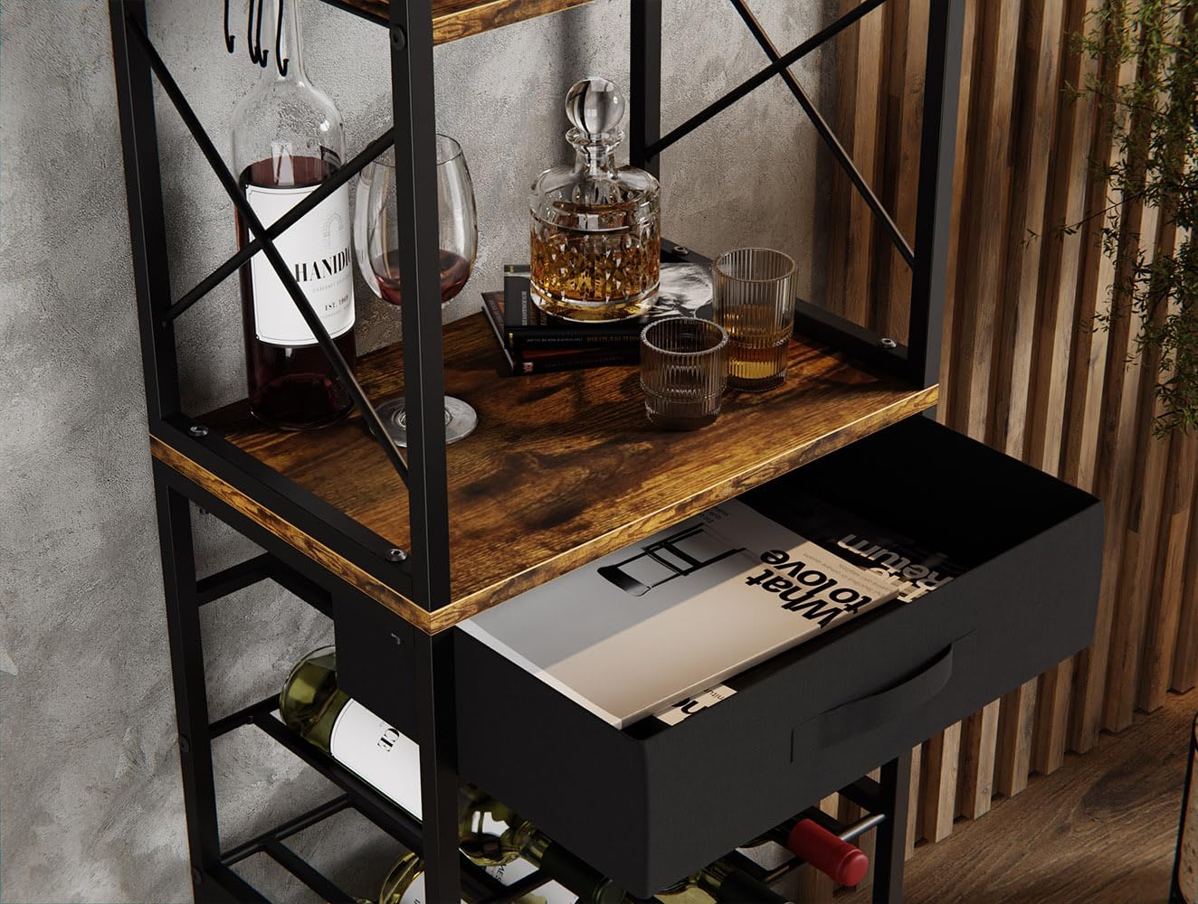 CARLA HOME Freestanding Wine Rack for 20 Bottles with Wood Countertop and view 6