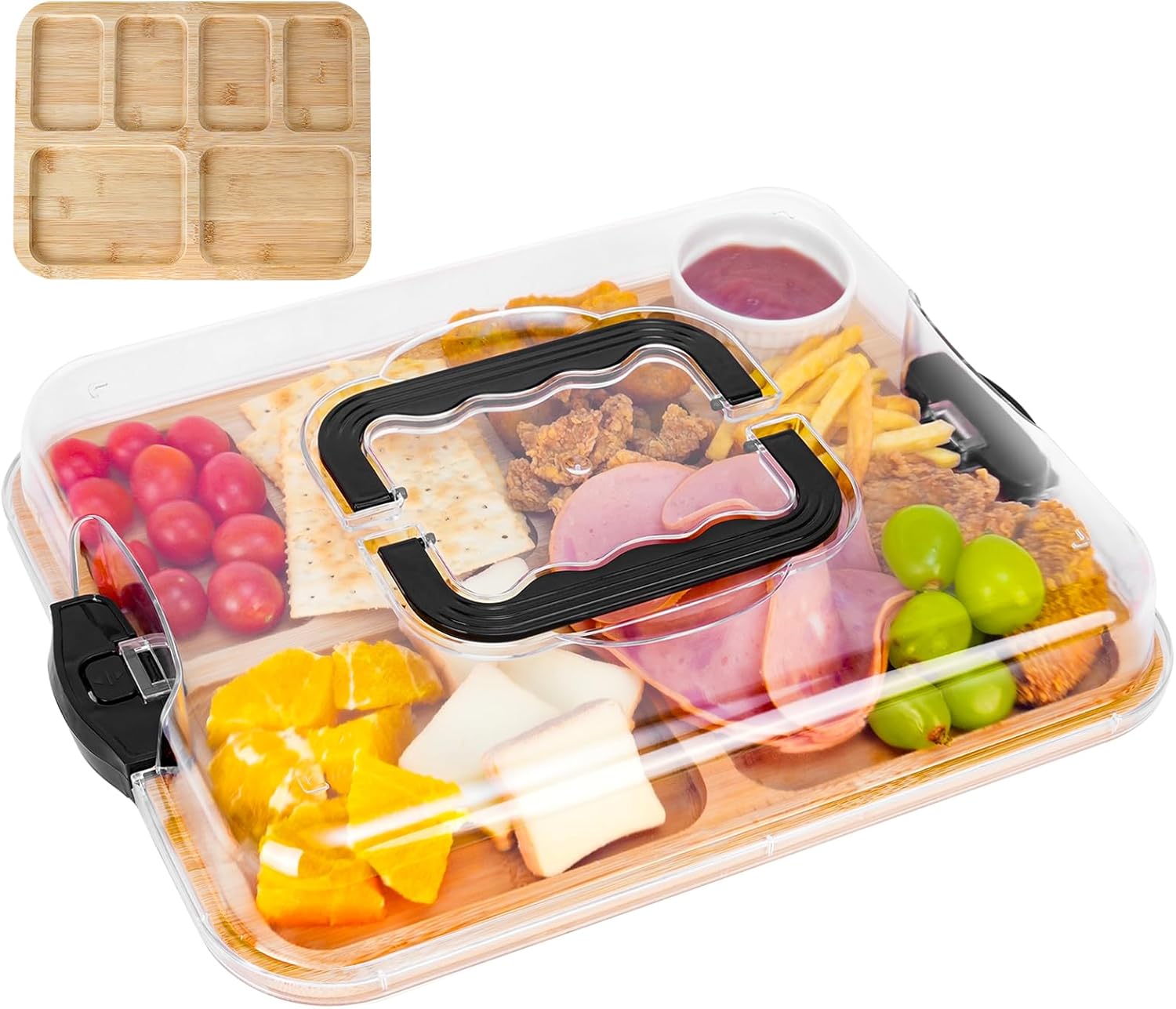 CARLA HOME Bamboo Charcuterie Board with Lid & Handle ideal Gift for Kitchen