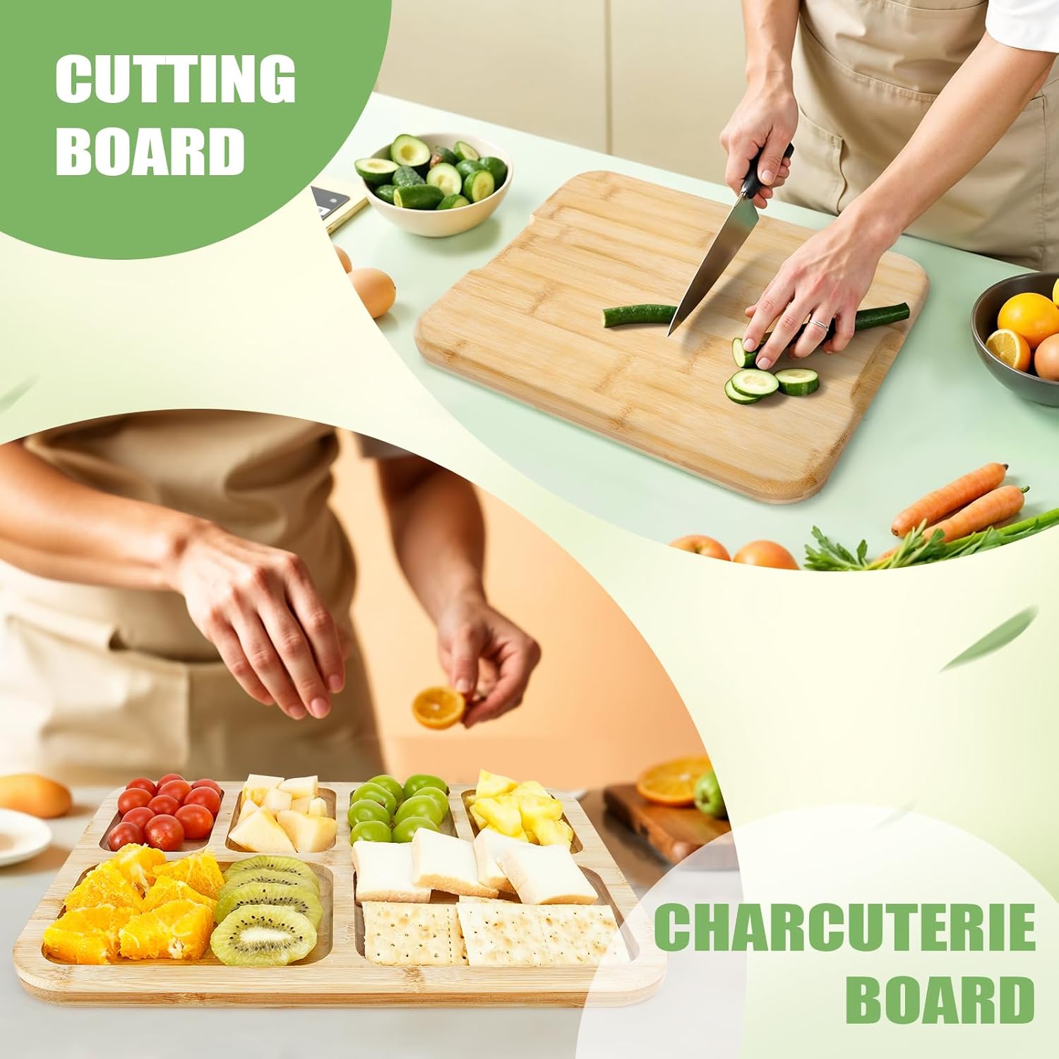 CARLA HOME Bamboo Charcuterie Board with Lid & Handle ideal Gift for Kitchen view 3