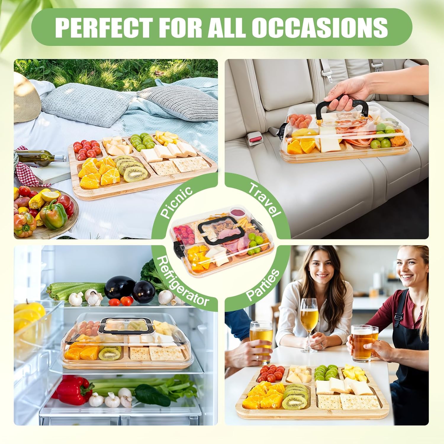 CARLA HOME Bamboo Charcuterie Board with Lid & Handle ideal Gift for Kitchen view 8