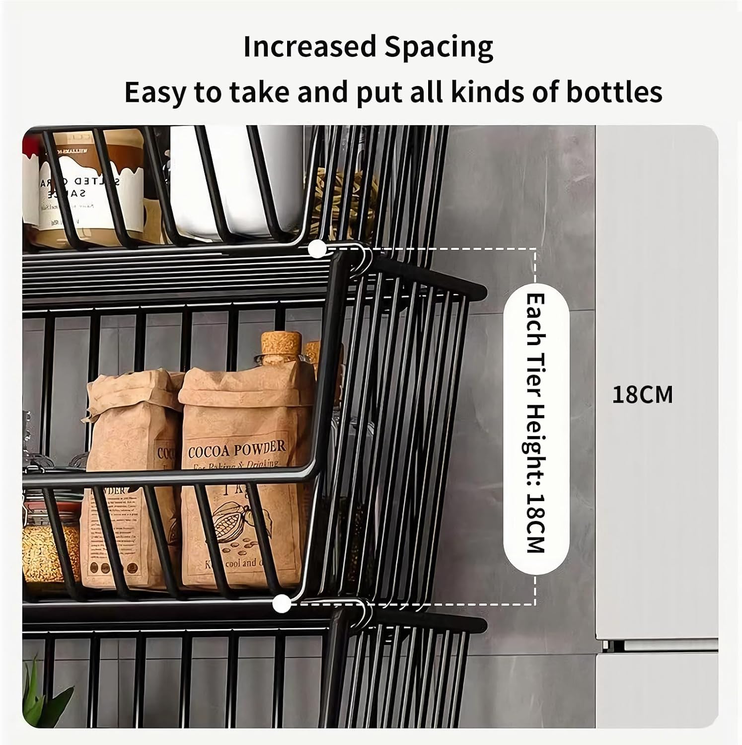 CARLA HOME Metal 5-Tier Rolling Vegetable and Fruit Basket Cart Stand for Kitchen view 6