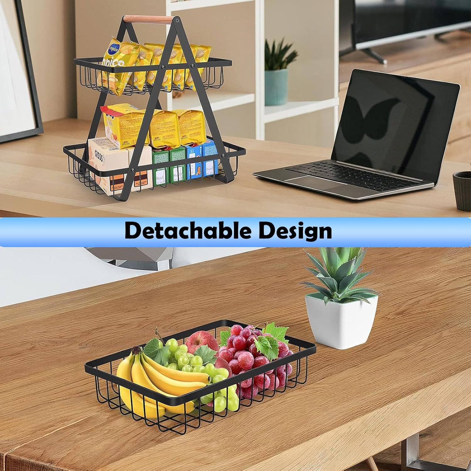 CARLA HOME 2-Tier Fruit Basket Stand for Kitchen Countertop for Fruits view 6