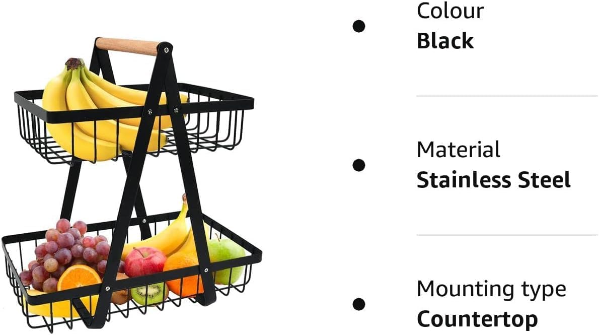 CARLA HOME 2-Tier Fruit Basket Stand for Kitchen Countertop for Fruits view 7