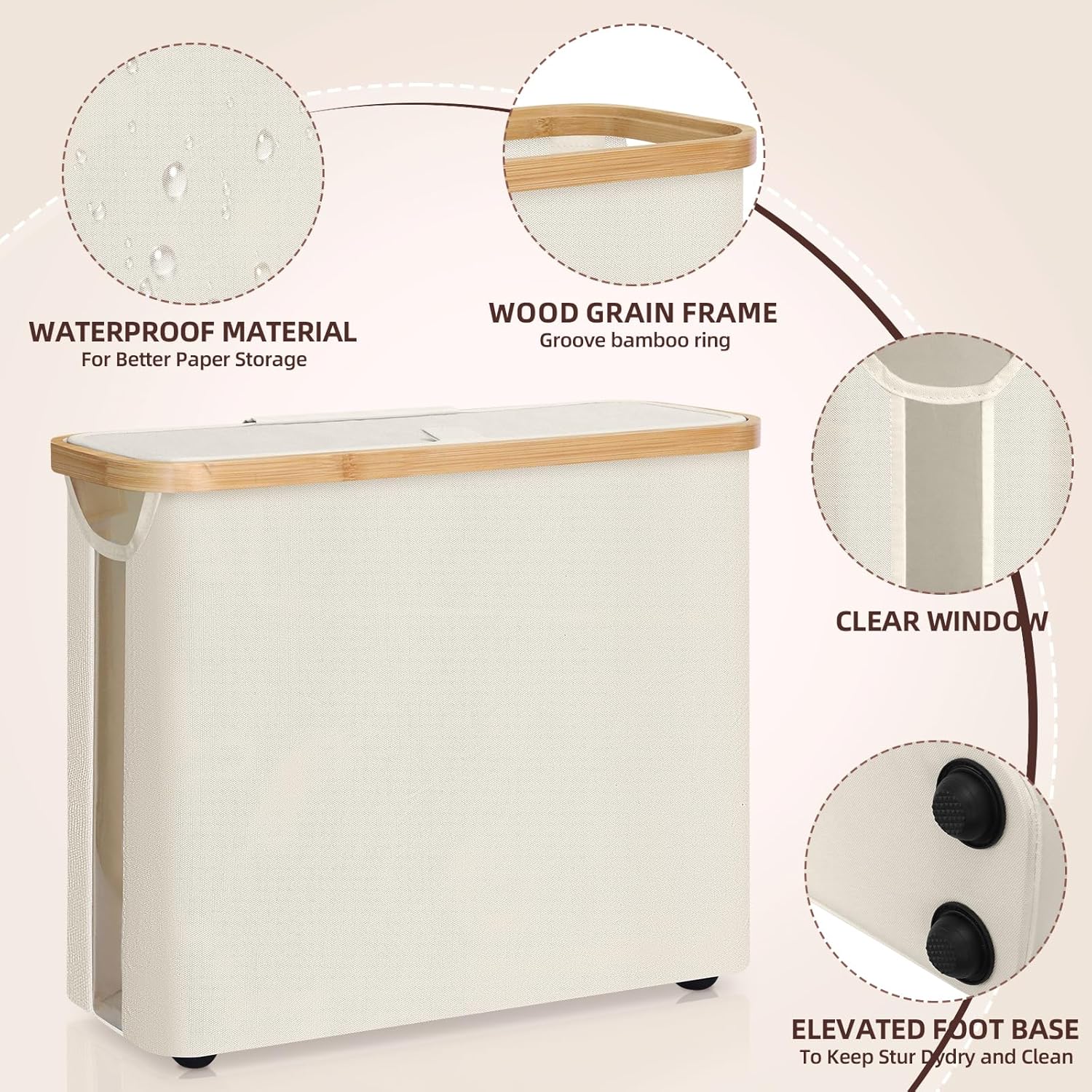 CARLA HOME Toilet Paper Storage Basket Holds Up to 12 Rolls with Bamboo Lid view 4