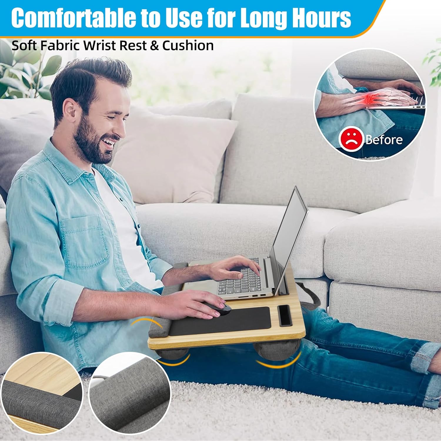 CARLA HOME Oversized Portable Lap Desk with Cushion view 4
