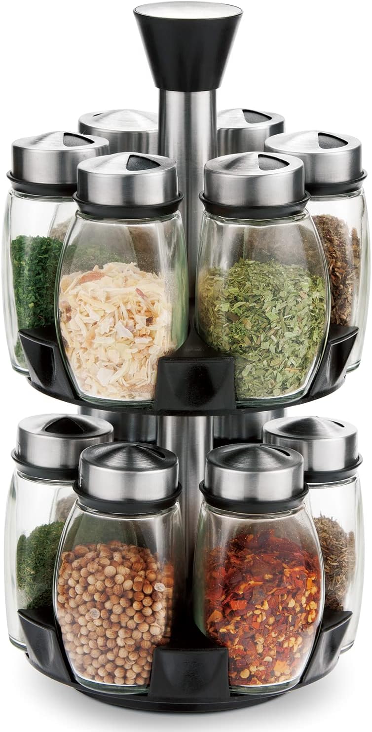 CARLA HOME Rotating Spice Rack Organizer with 12 Glass Jars for Kitchen — image 1