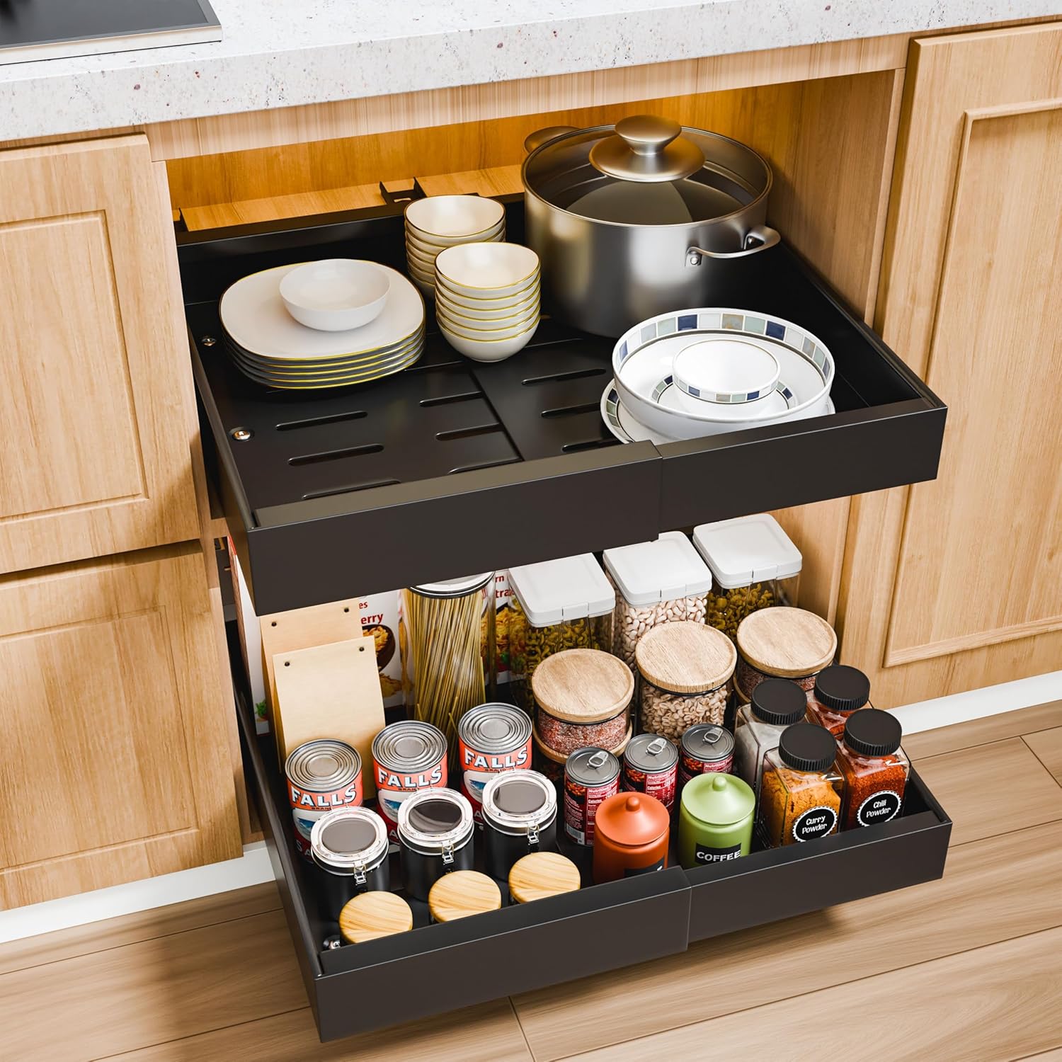 CARLA HOME Pack Pull Out Cabinet Organizer Expandable for Cabinets with
