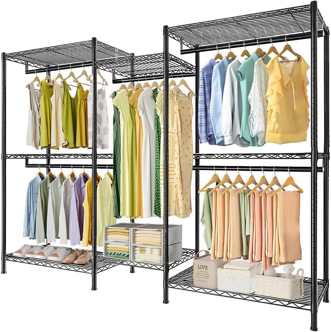 CARLA HOME Heavy Duty Clothing Garment Rack Organizer with Hanging Rods & — image 1