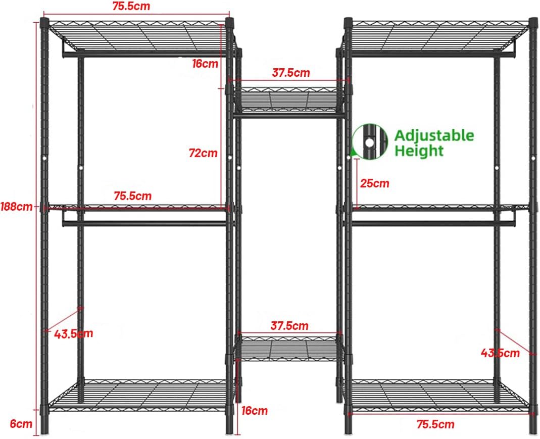 CARLA HOME Heavy Duty Clothing Garment Rack Organizer with Hanging Rods & view 2