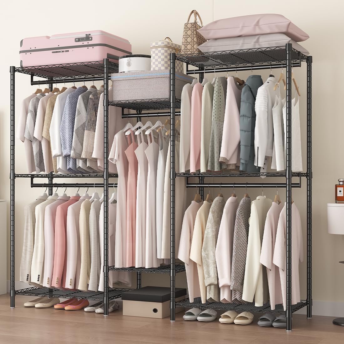 CARLA HOME Heavy Duty Clothing Garment Rack Organizer with Hanging Rods & view 3