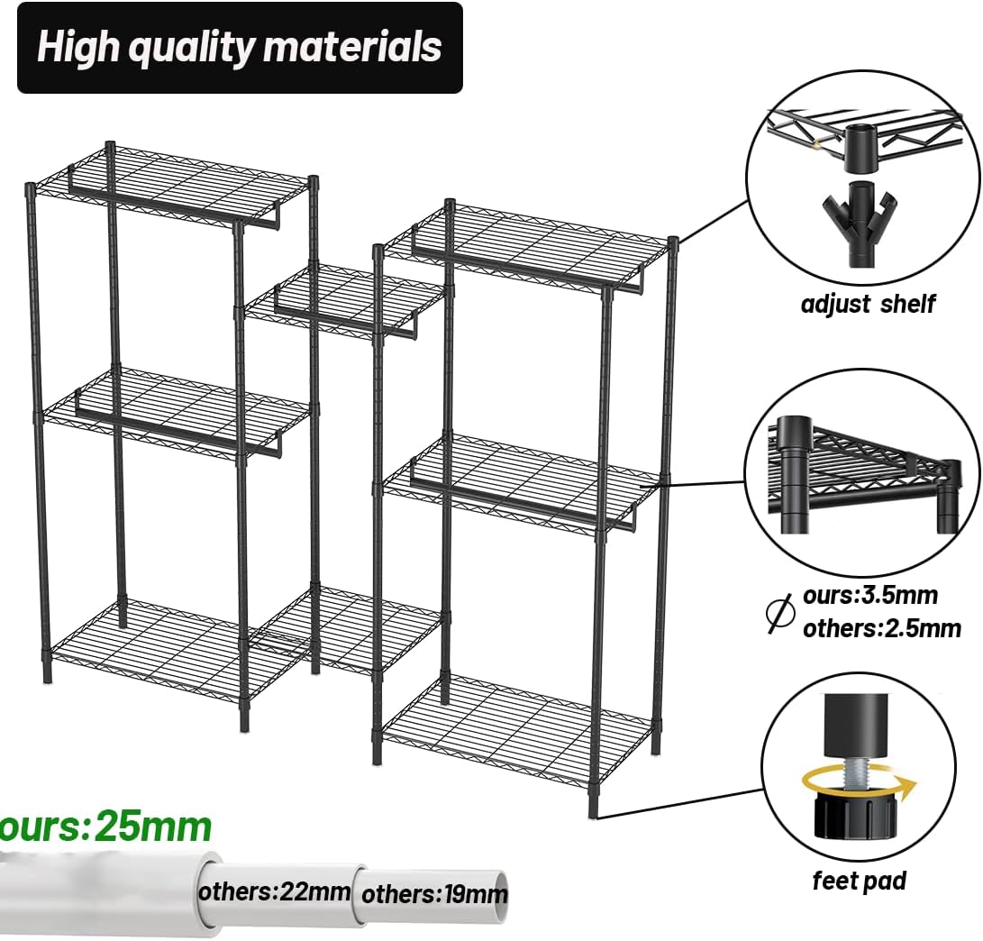 CARLA HOME Heavy Duty Clothing Garment Rack Organizer with Hanging Rods & view 4