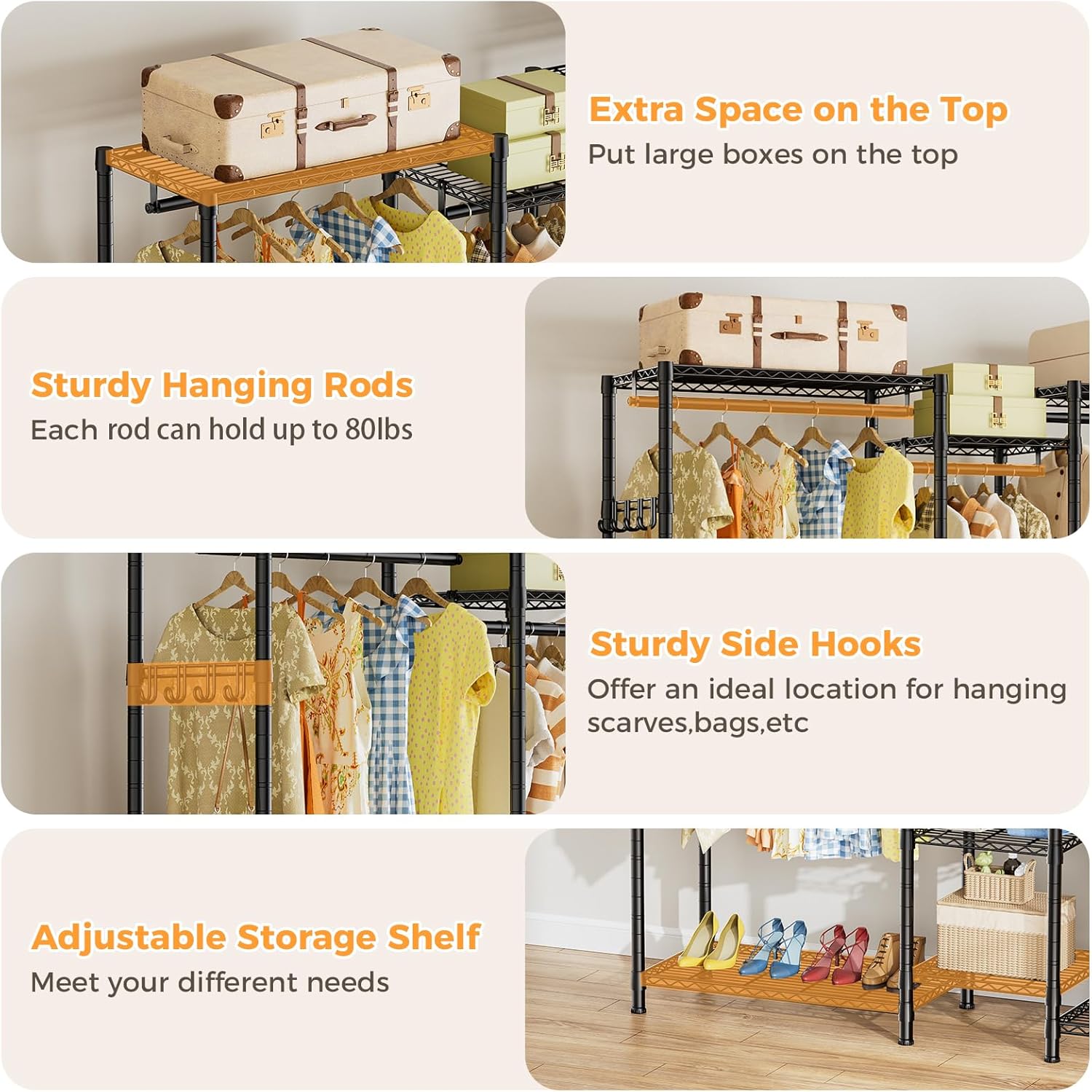CARLA HOME Heavy Duty Clothing Garment Rack Organizer with Hanging Rods & view 5