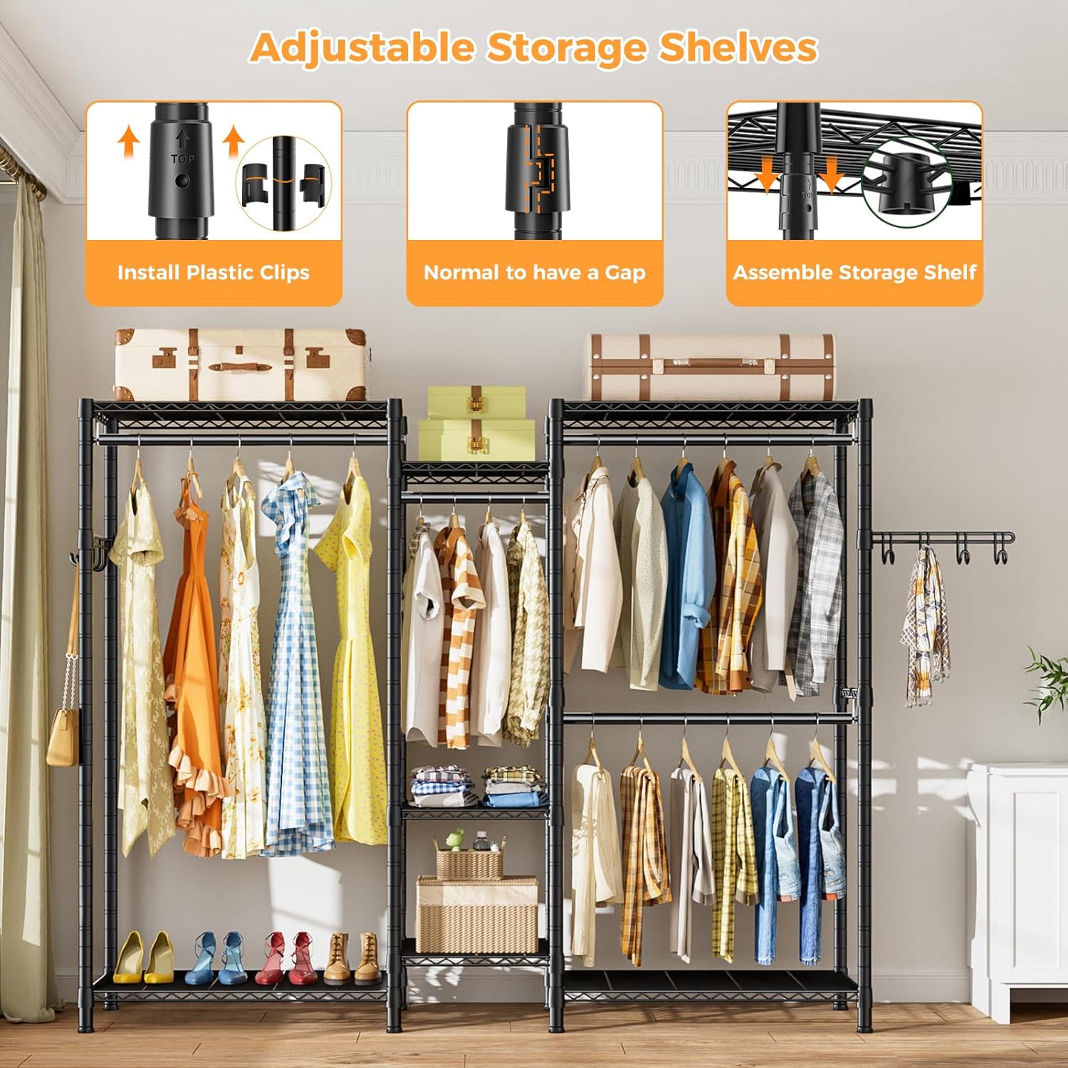 CARLA HOME Heavy Duty Clothing Garment Rack Organizer with Hanging Rods & view 6