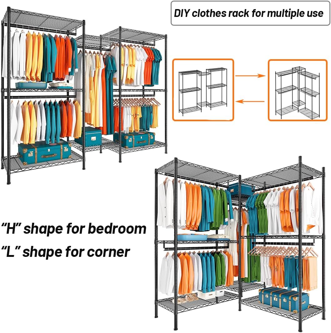 CARLA HOME Heavy Duty Clothing Garment Rack Organizer with Hanging Rods & view 7