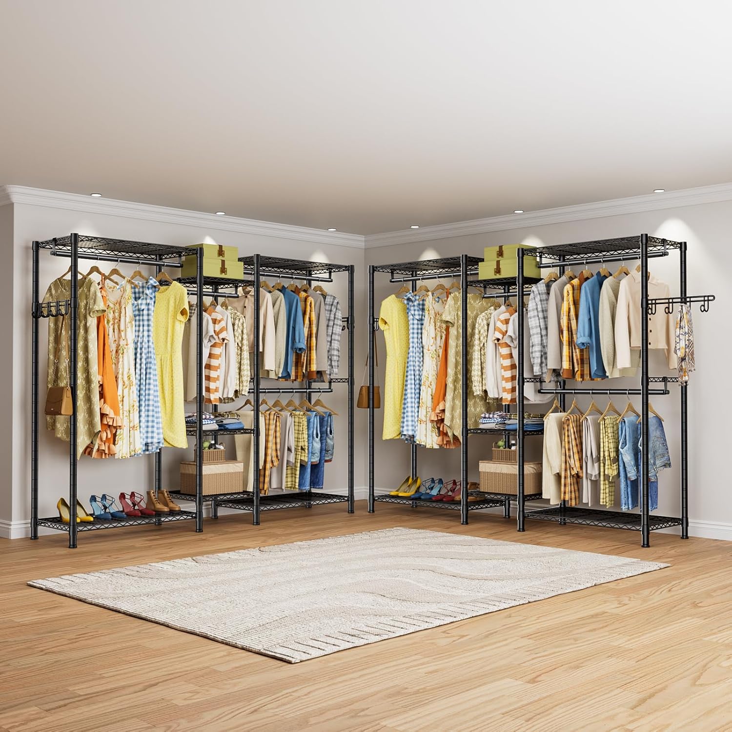 CARLA HOME Heavy Duty Clothing Garment Rack Organizer with Hanging Rods & view 8