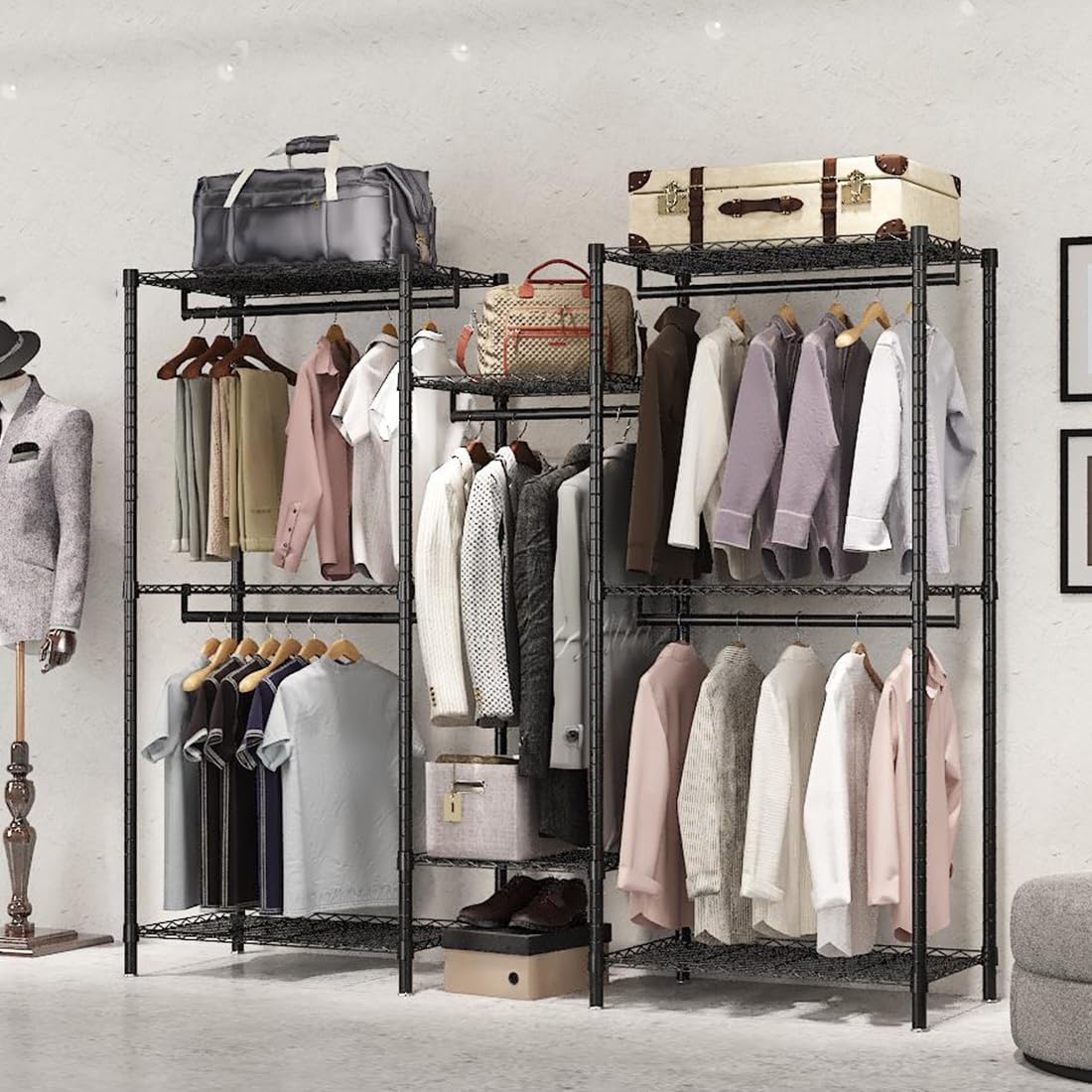 CARLA HOME Heavy Duty Clothing Garment Rack Organizer with Hanging Rods & view 9