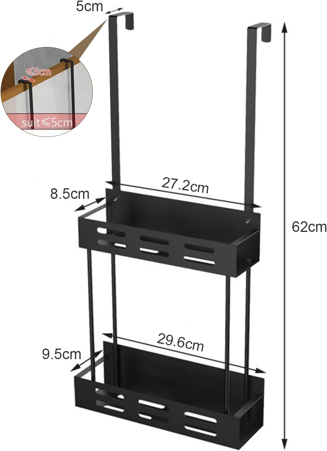 CARLA HOME Over the Door 2-tier Shower Caddy Organizer Shelf with Hooks for view 2