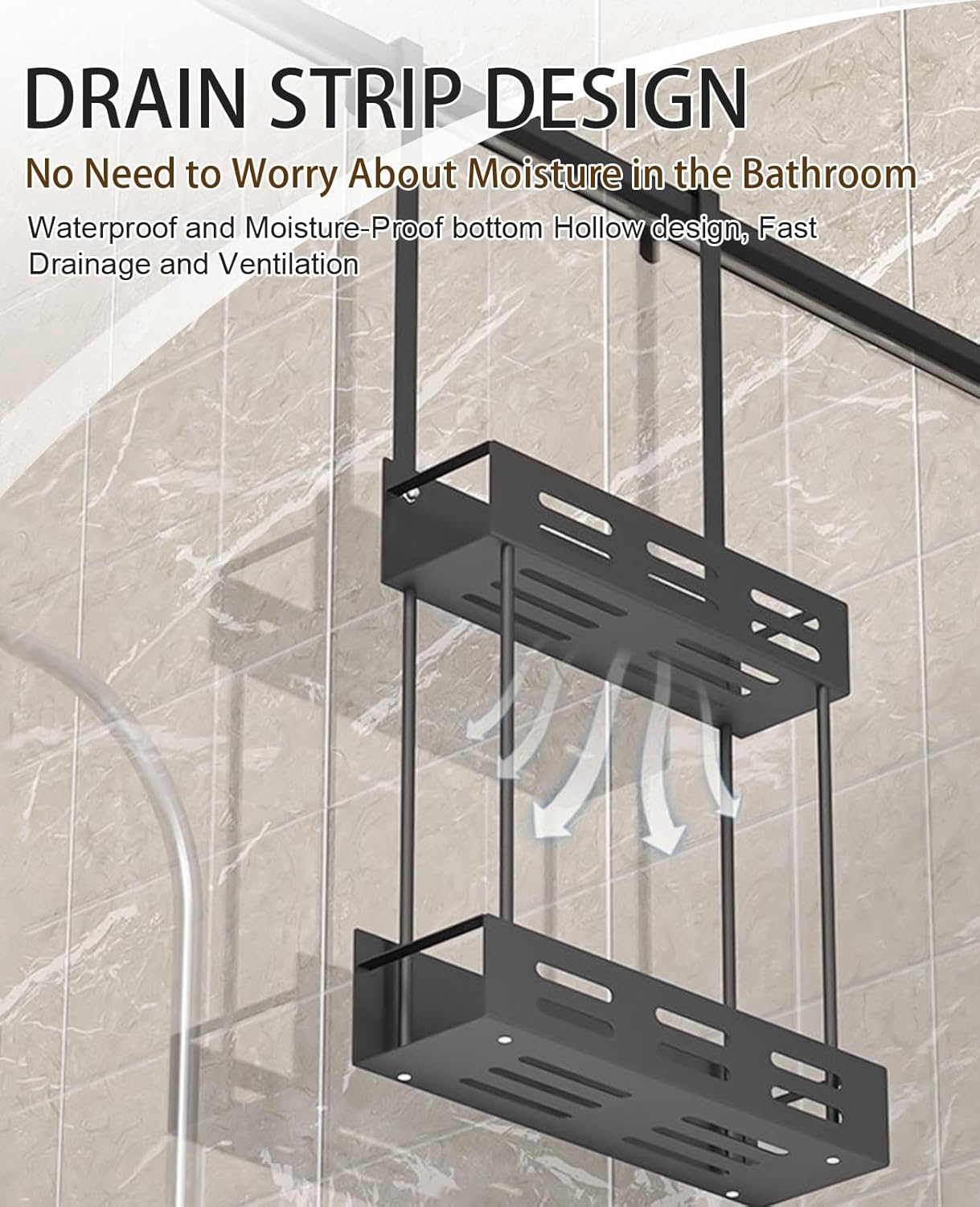 CARLA HOME Over the Door 2-tier Shower Caddy Organizer Shelf with Hooks for view 5