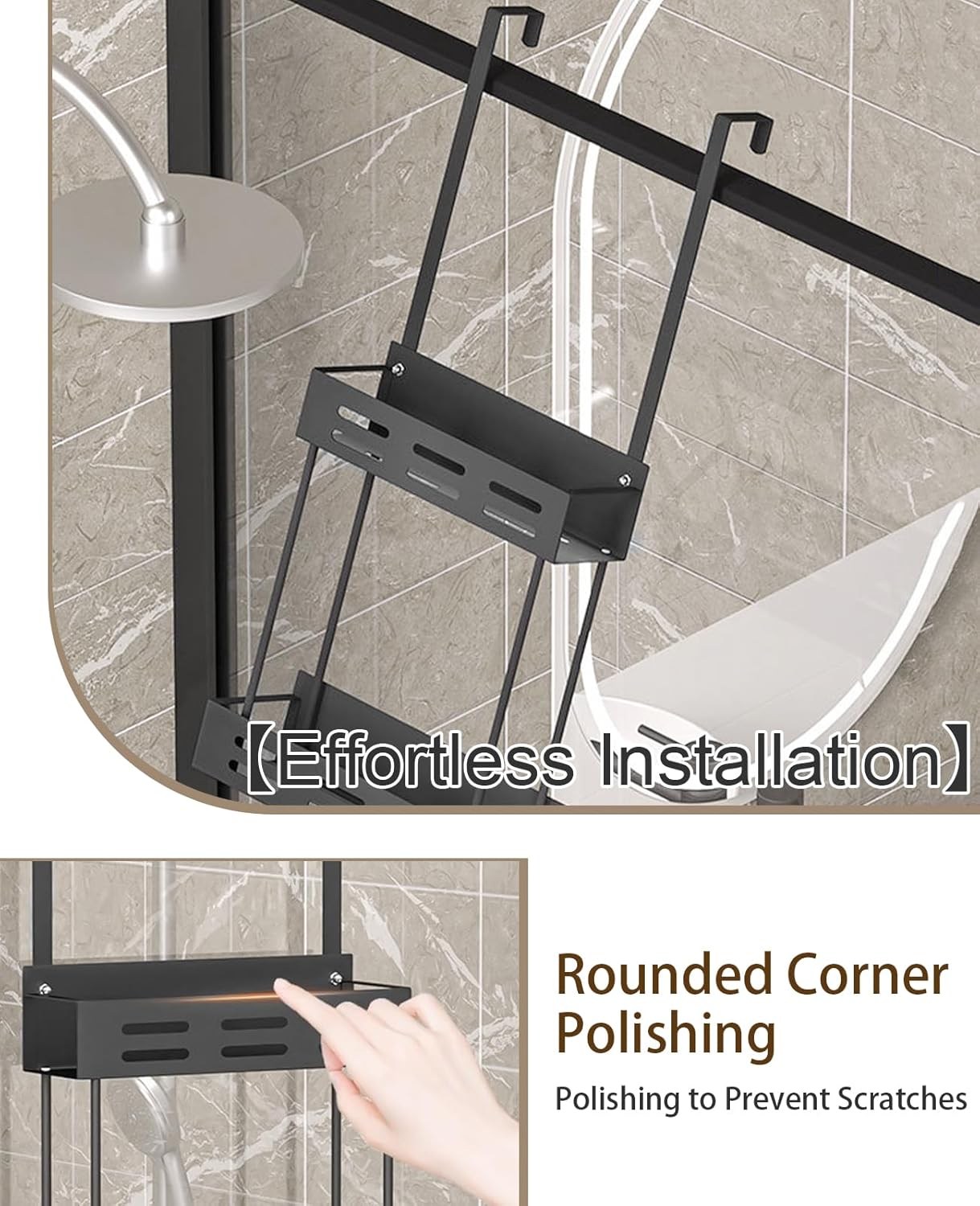 CARLA HOME Over the Door 2-tier Shower Caddy Organizer Shelf with Hooks for view 6