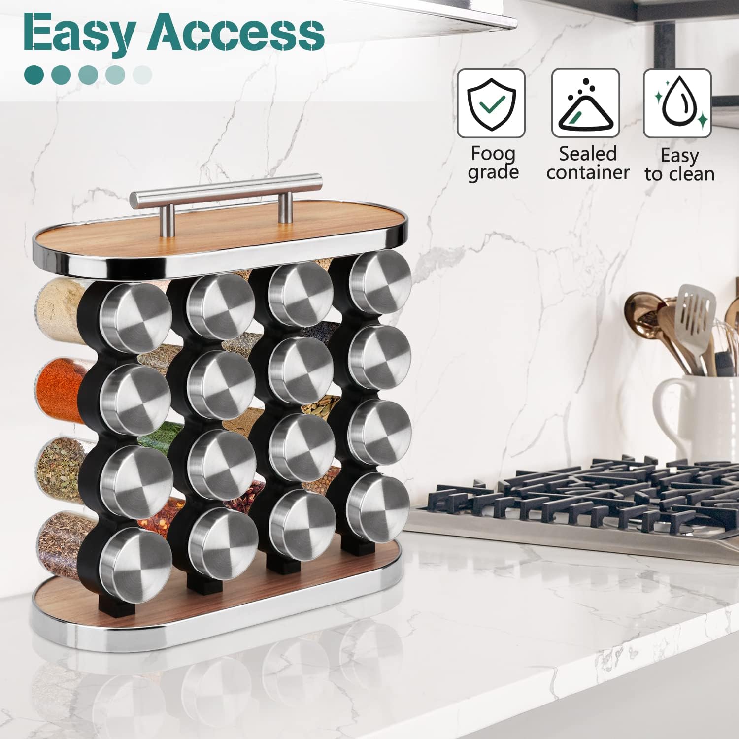 CARLA HOME 20-Jar Spice Rack Organizer Storage for Kitchen Countertop or Cabinet view 5