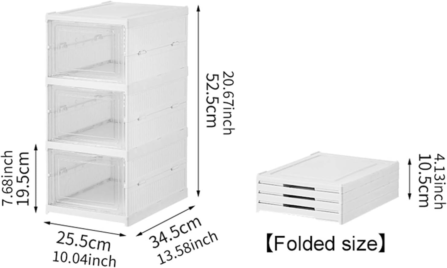 CARLA HOME 3-Tier Stackable Shoe Storage Box Organizer with Clear Door for Closet view 2