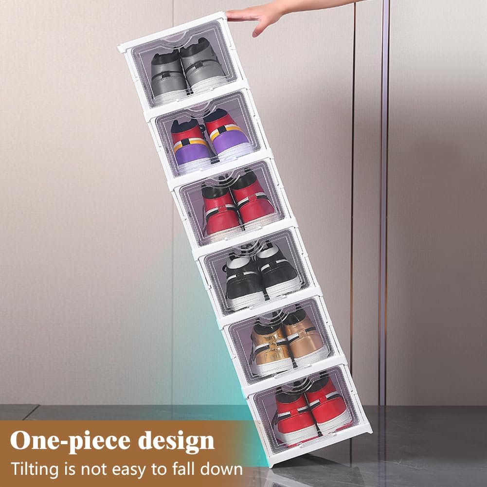 CARLA HOME 3-Tier Stackable Shoe Storage Box Organizer with Clear Door for Closet view 6