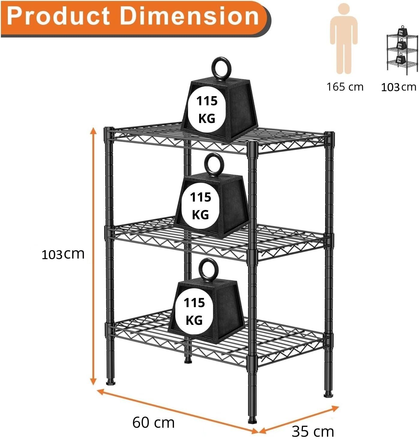 CARLA HOME 3-Tier Adjustable Metal Storage Shelves Wire Rack Organizer for Kitchen view 8