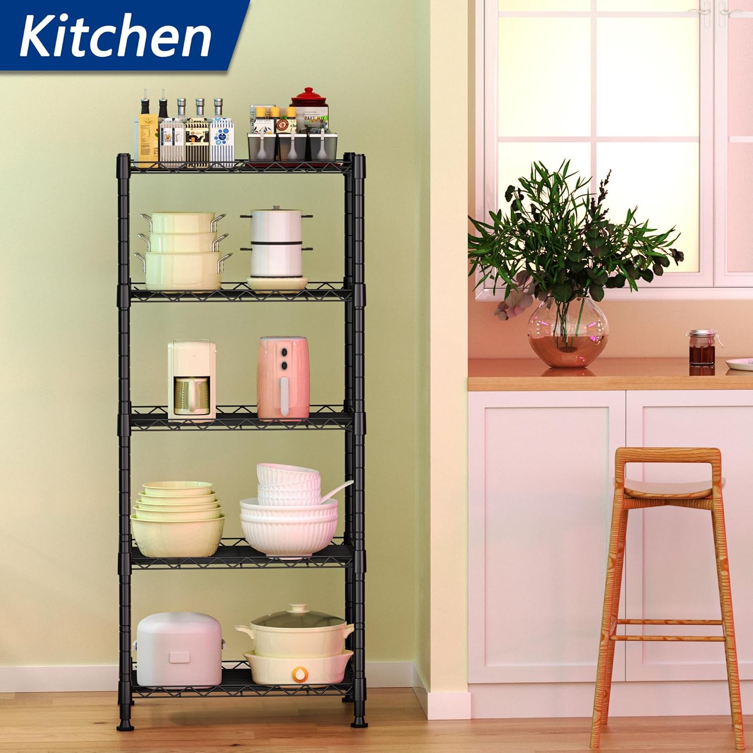 CARLA HOME 4-Tier Adjustable Metal Storage Shelves Wire Rack Organizer for Kitchen view 8