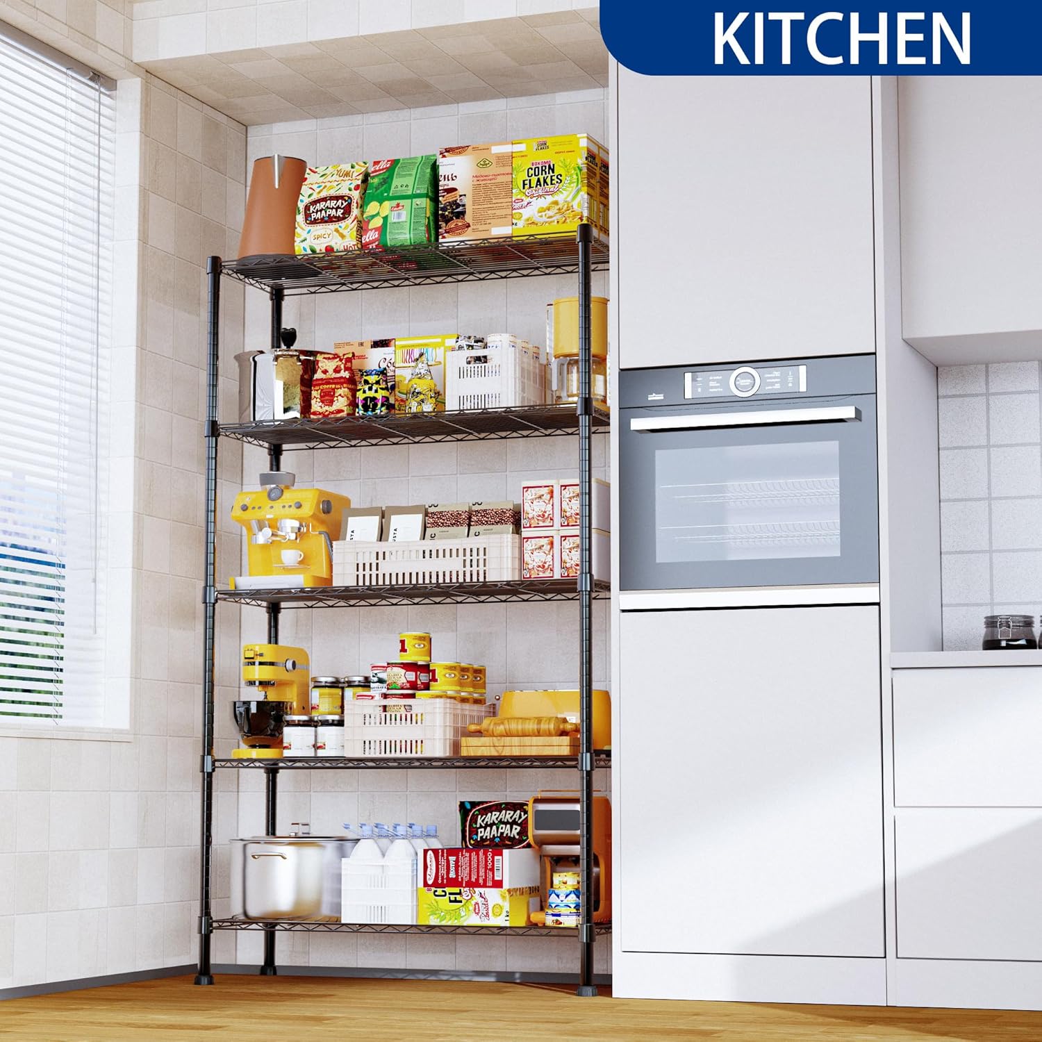 CARLA HOME 5-Tier Adjustable Metal Storage Shelves Wire Rack Organizer for Kitchen view 9