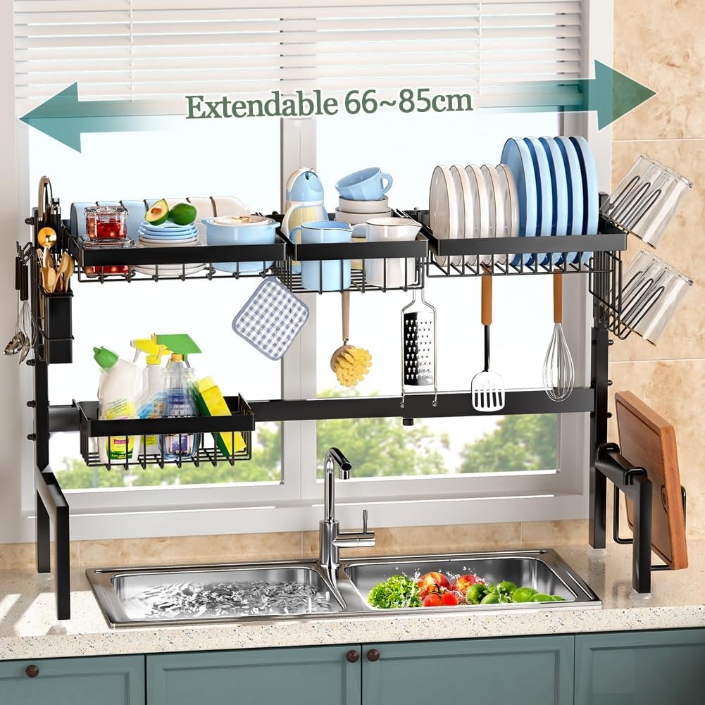 CARLA HOME Adjustable Over the Sink Dish Drying Rack with Utensil Holder view 3