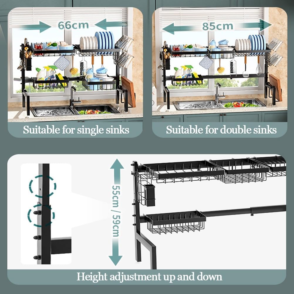 CARLA HOME Adjustable Over the Sink Dish Drying Rack with Utensil Holder view 5