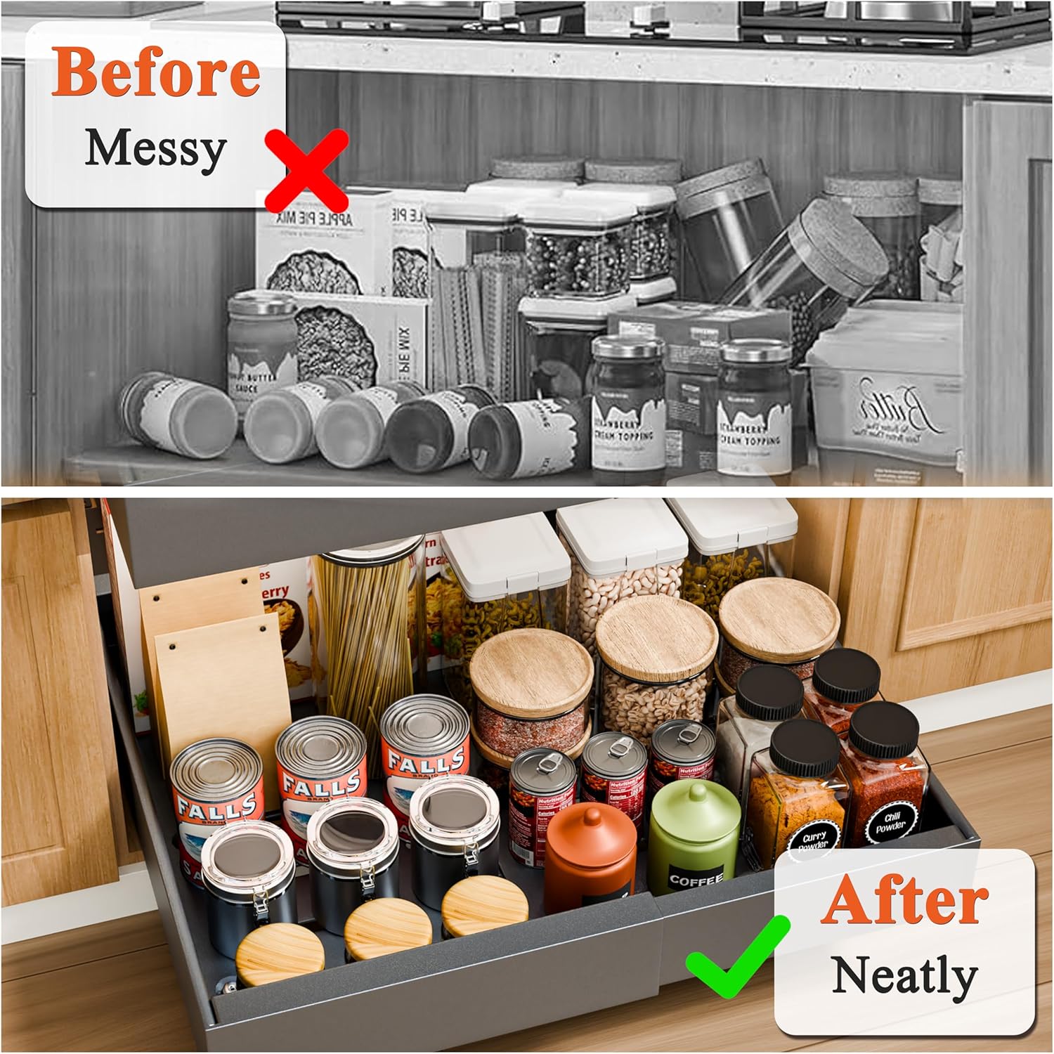 CARLA HOME 2 Pack Pull Out Cabinet Organizer Expandable for Cabinets with view 4