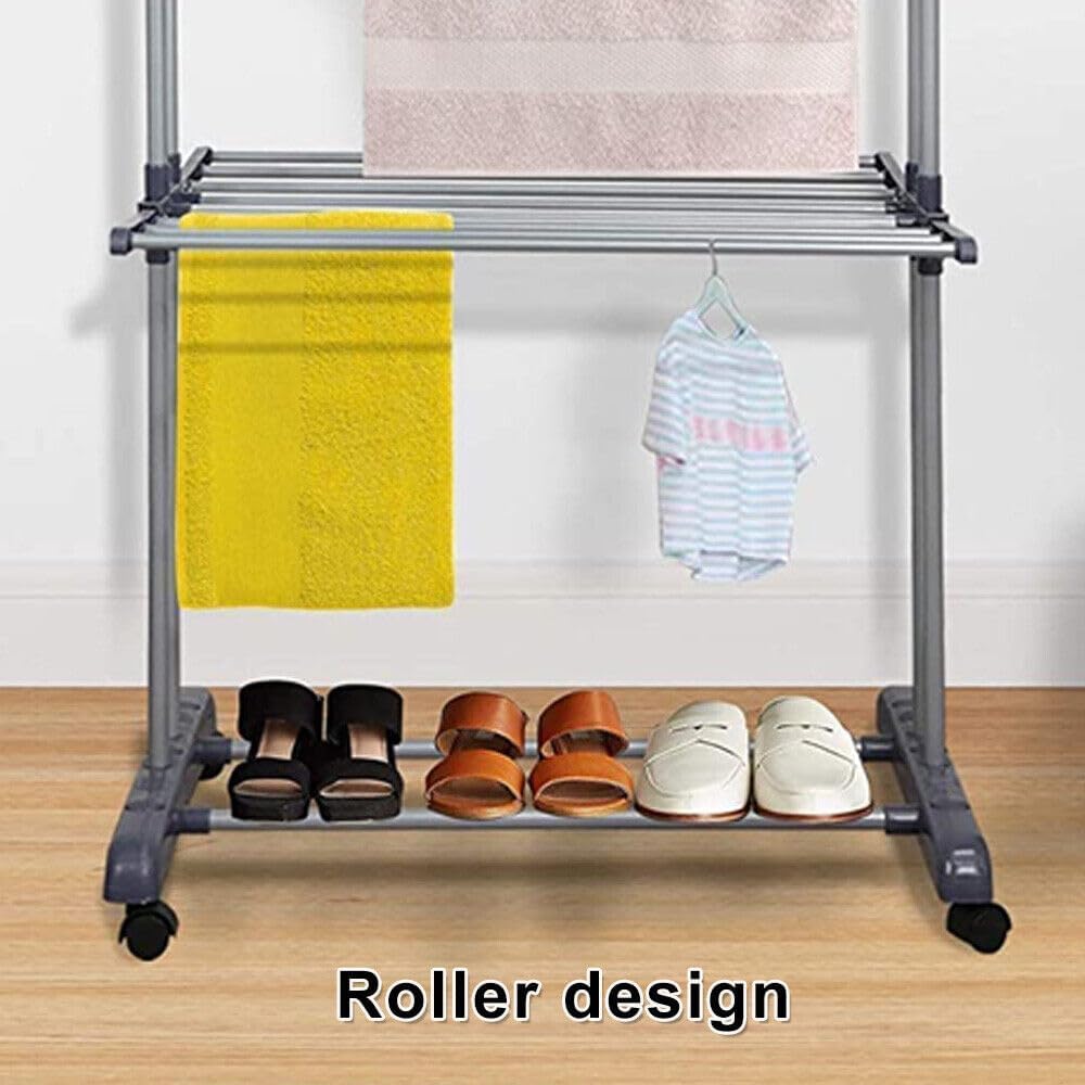 CARLA HOME Folding Clothes Drying Rack with Wheels and Adjustable Side Wings view 6