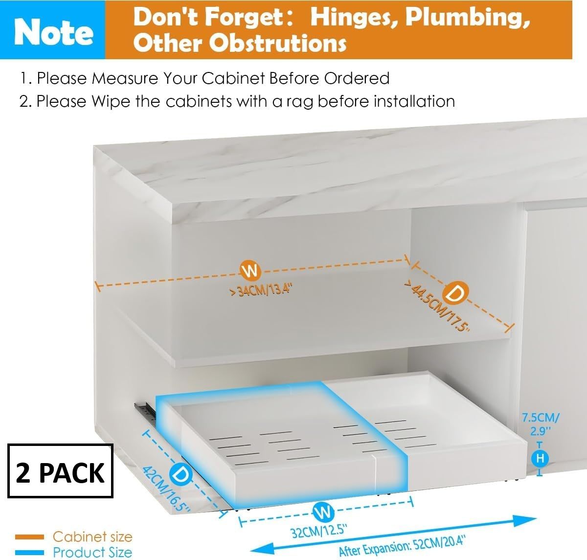 CARLA HOME 2 Pack Pull Out Cabinet Organizer Expandable for Cabinets with view 2