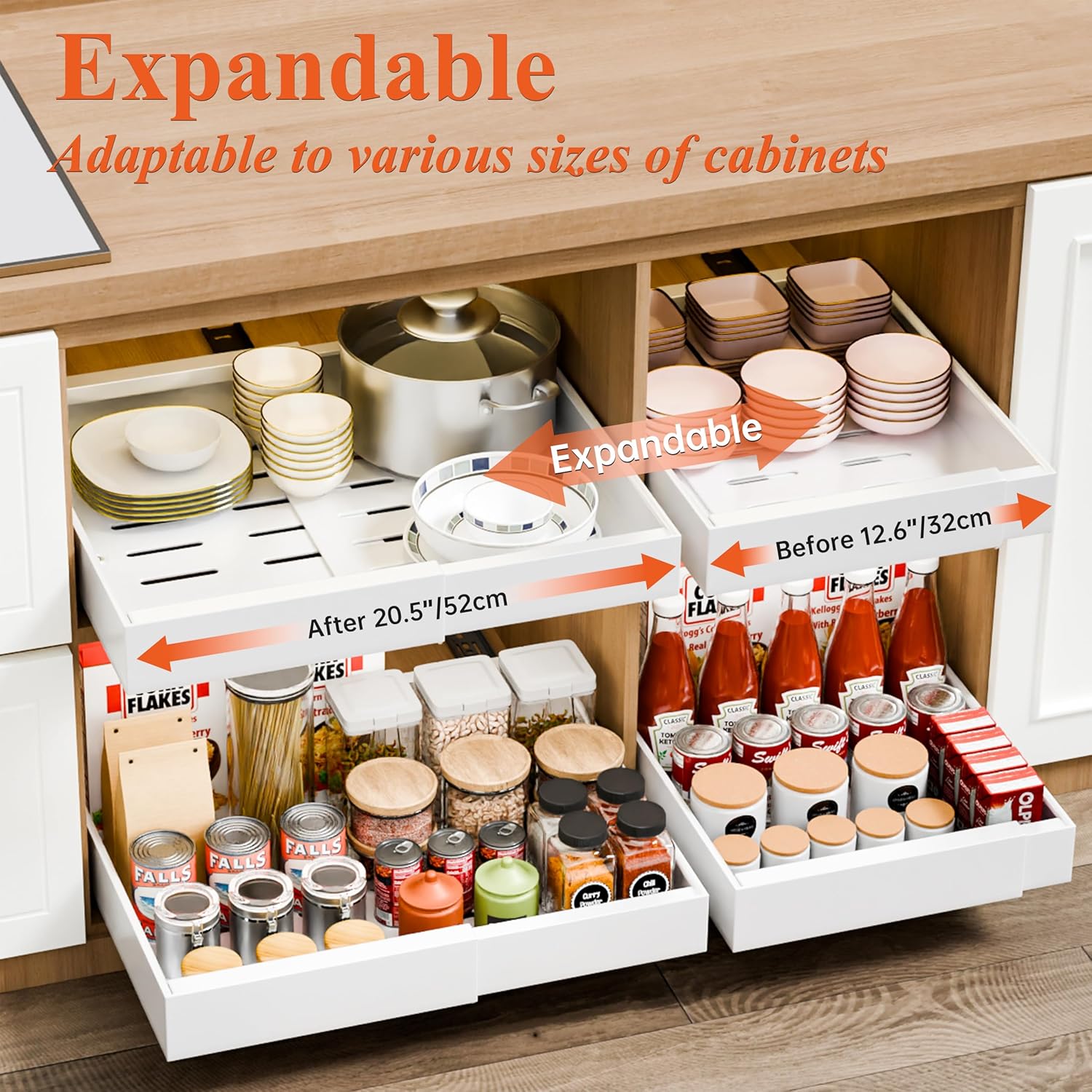 CARLA HOME 2 Pack Pull Out Cabinet Organizer Expandable for Cabinets with view 3