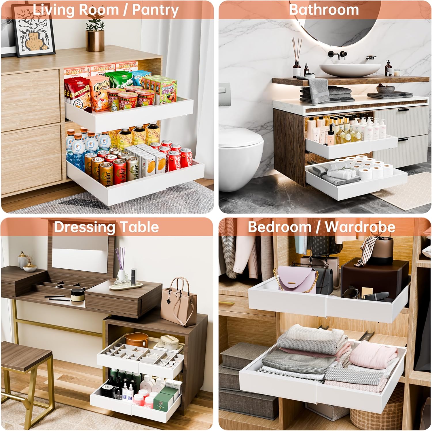 CARLA HOME 2 Pack Pull Out Cabinet Organizer Expandable for Cabinets with view 5