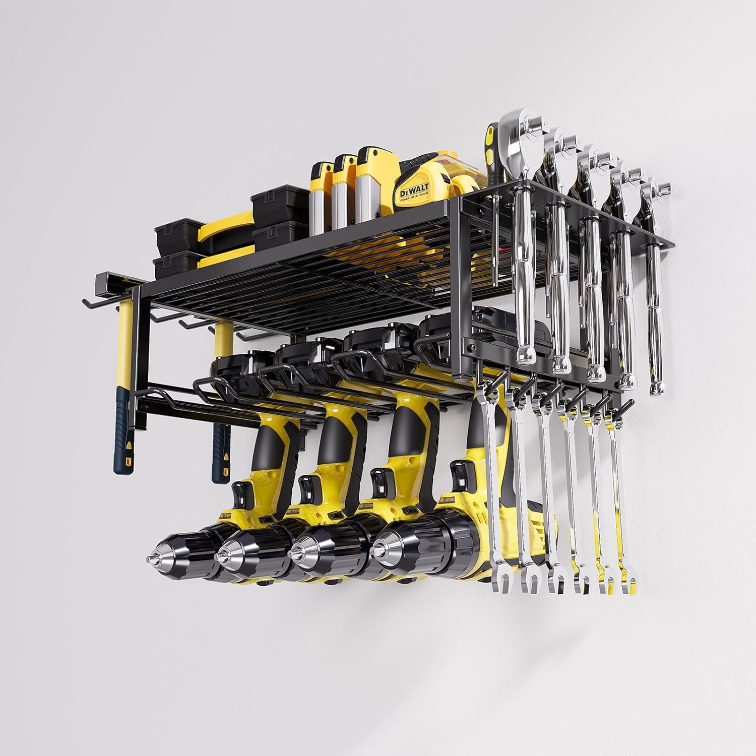 CARLA HOME 2-Tier Power Tool Rack Organizer Wall Mount with Drill Holder & view 2