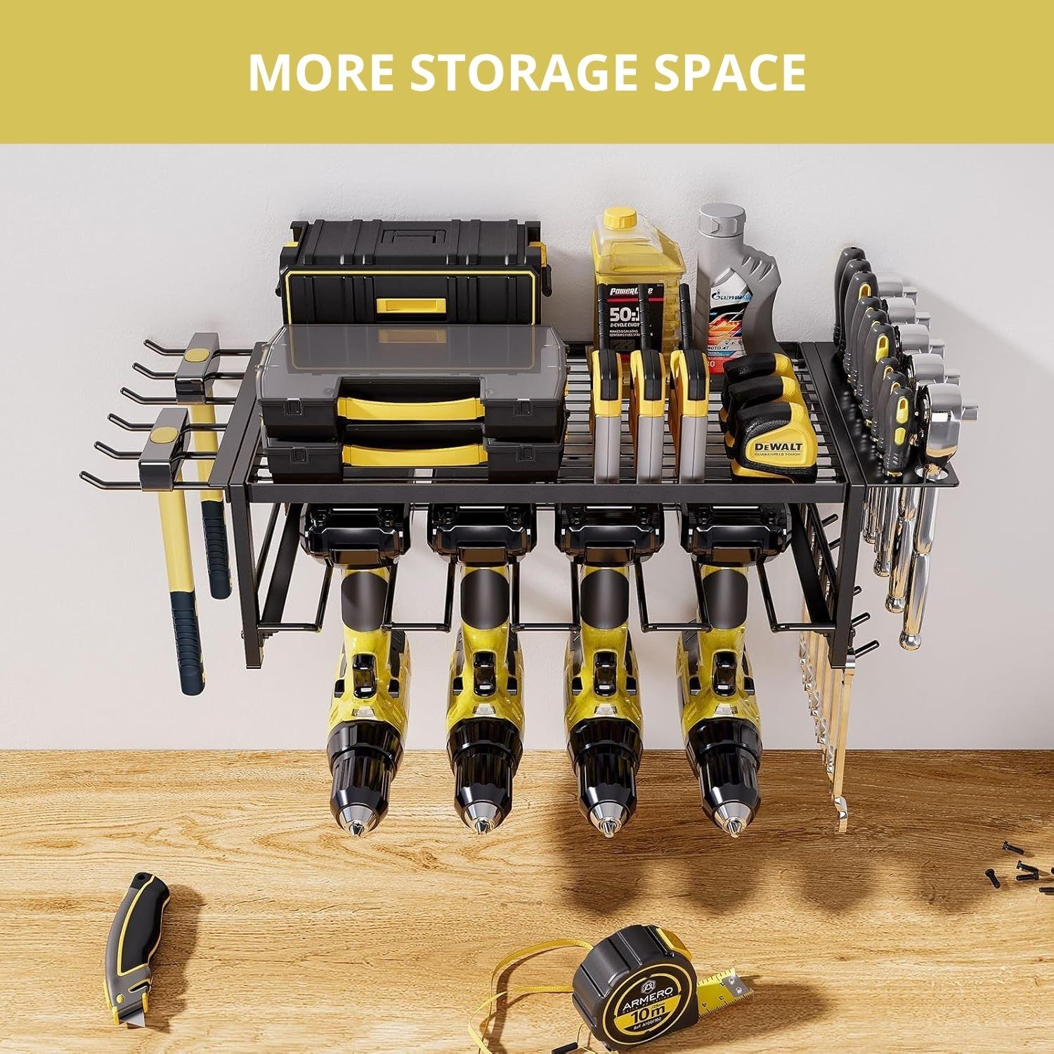 CARLA HOME 2-Tier Power Tool Rack Organizer Wall Mount with Drill Holder & view 3