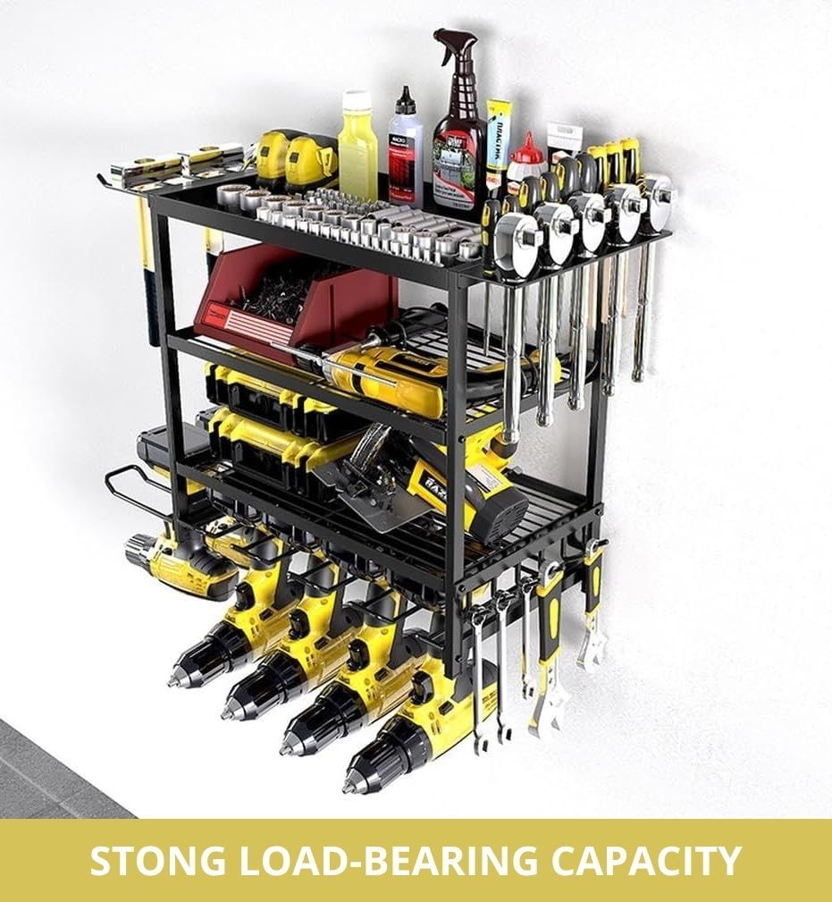 CARLA HOME 4-Tier Power Tool Rack Organizer Wall Mount with Drill Holder & view 2