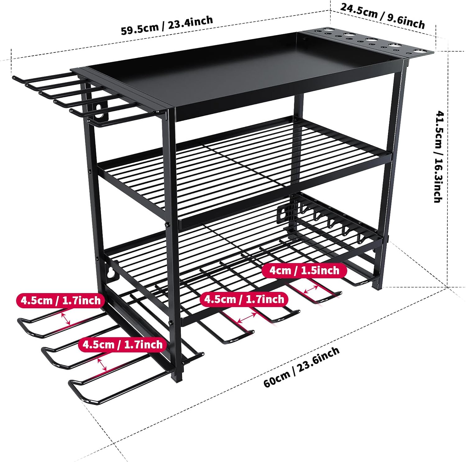 CARLA HOME 4-Tier Power Tool Rack Organizer Wall Mount with Drill Holder & view 6