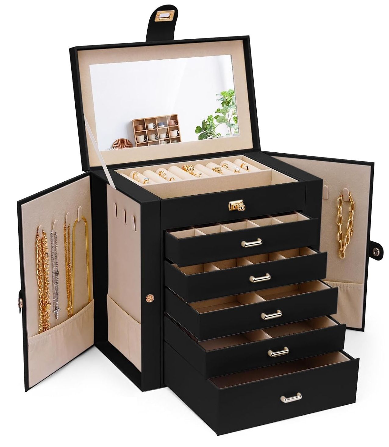CARLA HOME 6-Layer Large Jewelry Box for Women withDrawers