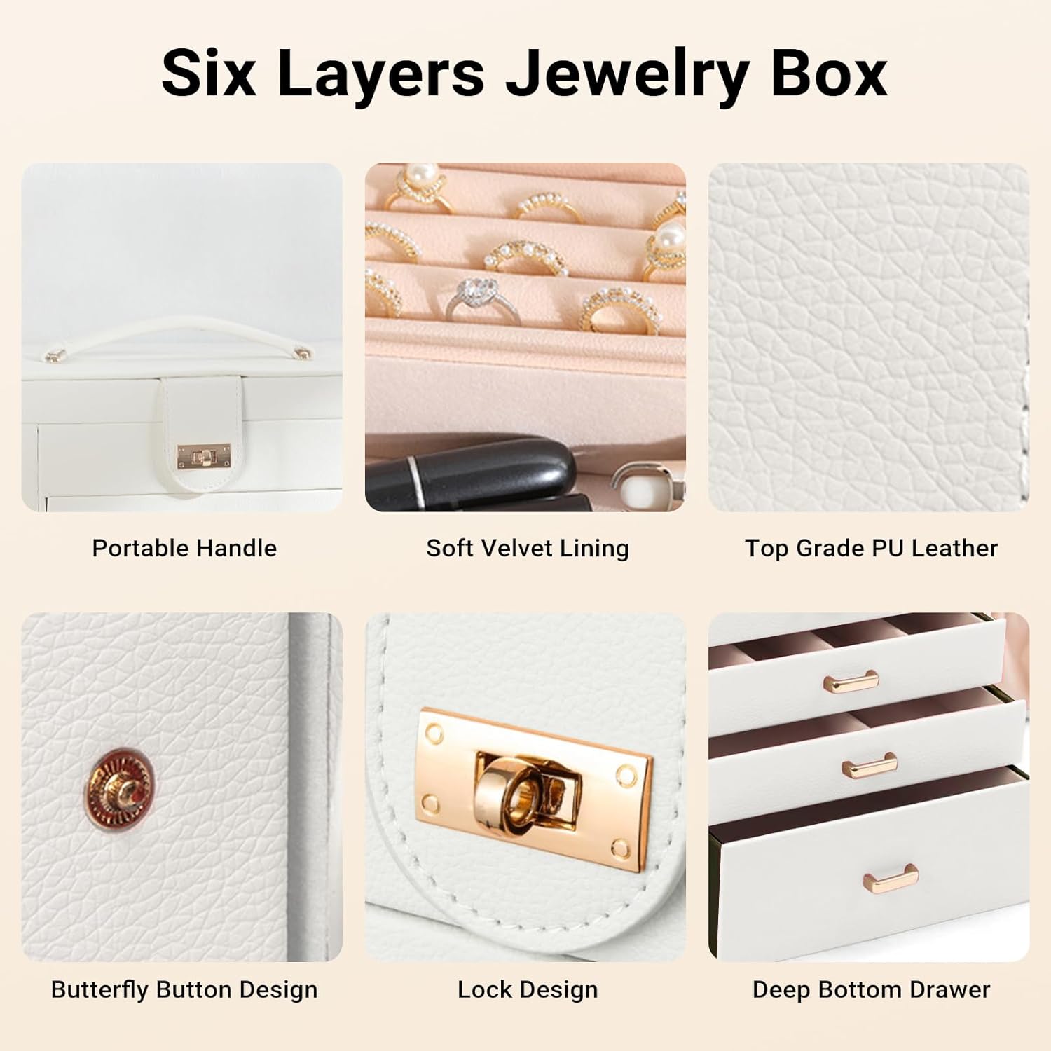 CARLA HOME 6-Layer Large Jewelry Box for Women withDrawers view 5