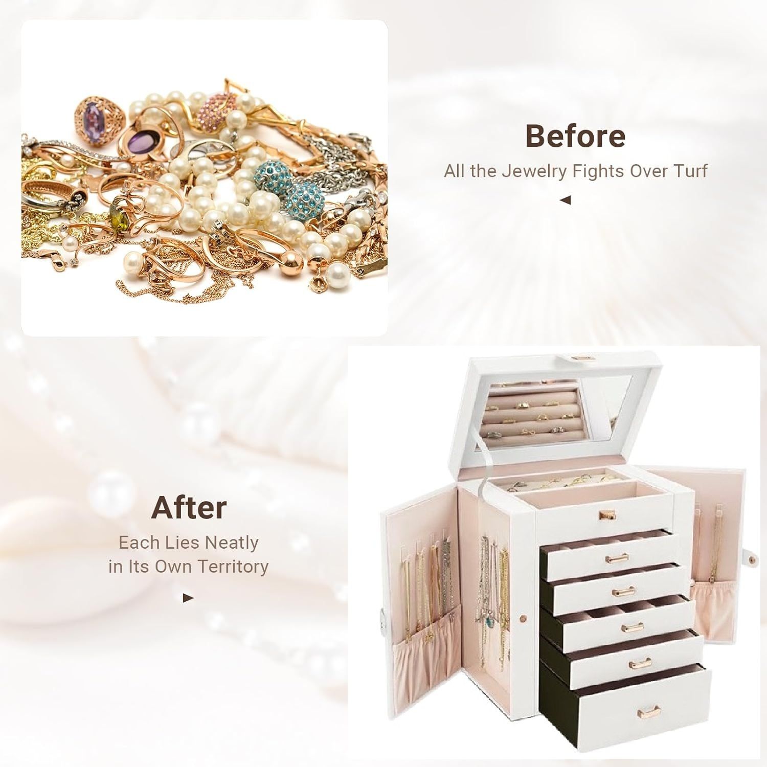 CARLA HOME 6-Layer Large Jewelry Box for Women withDrawers view 7