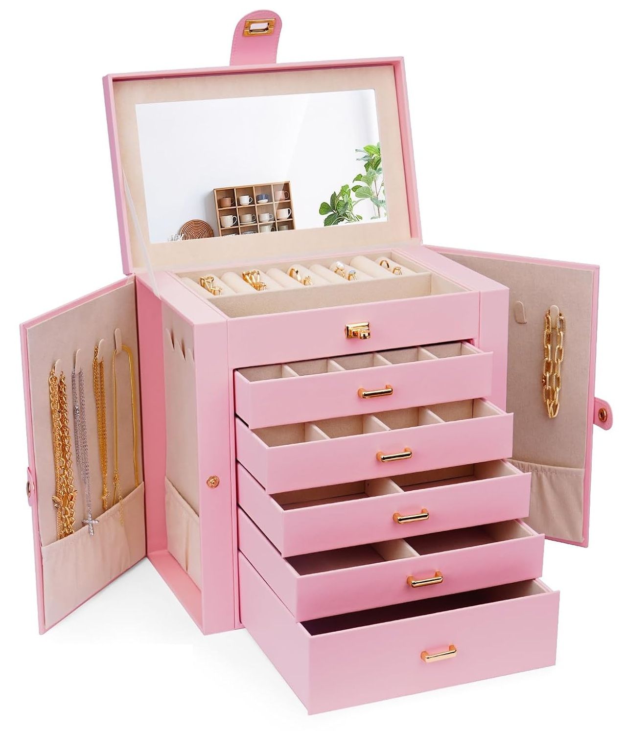 CARLA HOME 6-Layer Large Jewelry Box for Women withDrawers