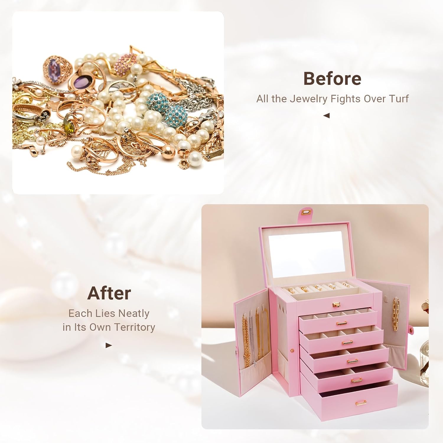 CARLA HOME 6-Layer Large Jewelry Box for Women withDrawers view 6